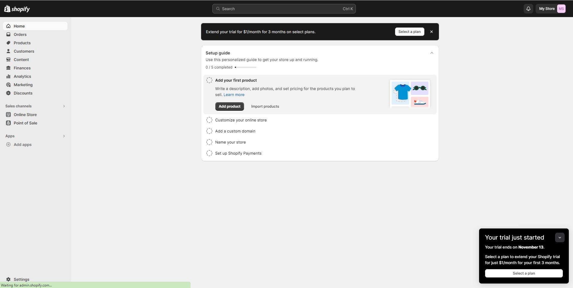 select your Shopify plan